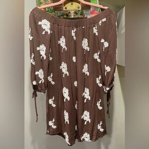 ENDLESS ROSE Brown Embroidered Mini Dress‎